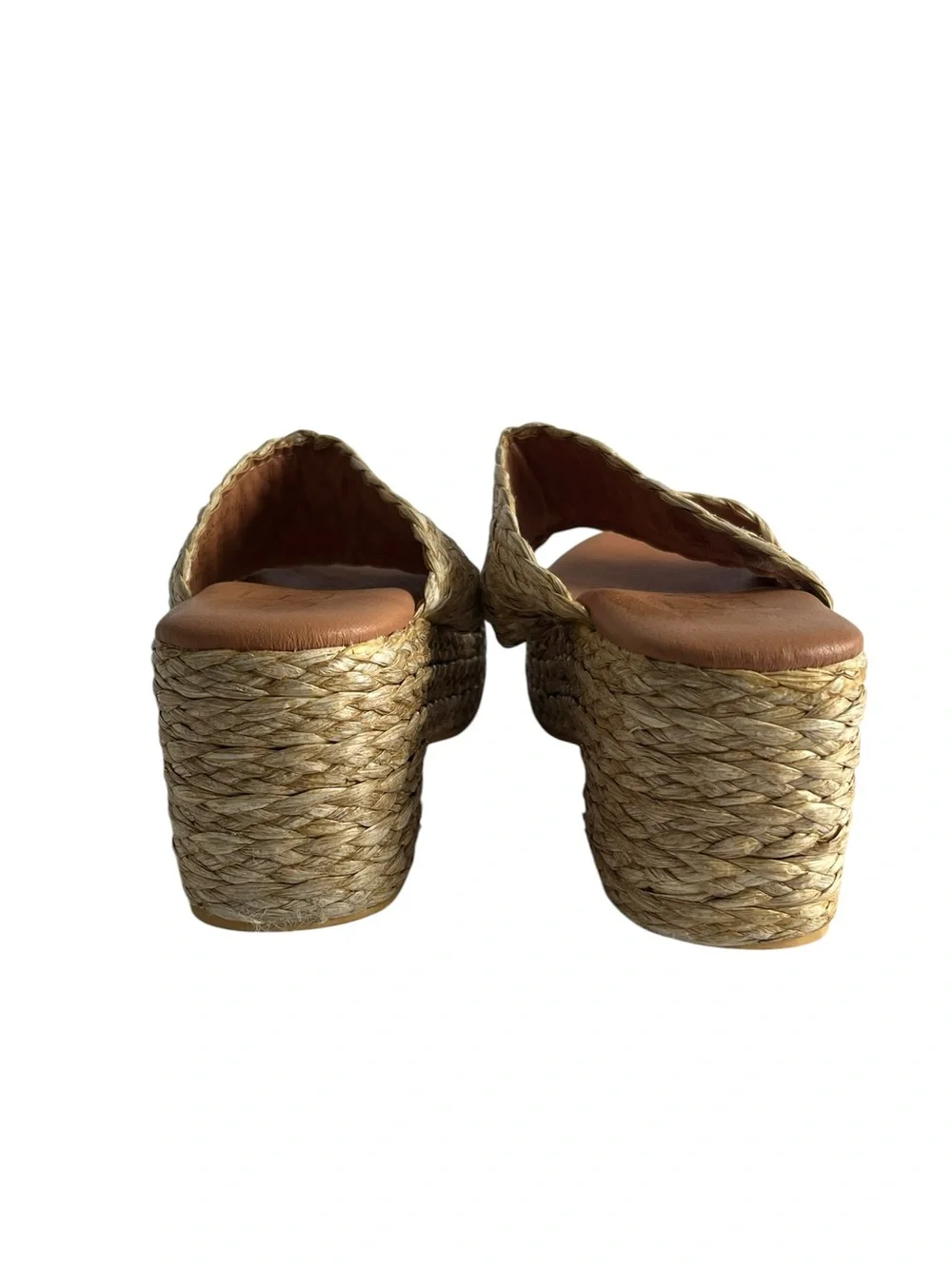 Matisse Raffia Woven Platform Slide Sandal - Natural Sz 10